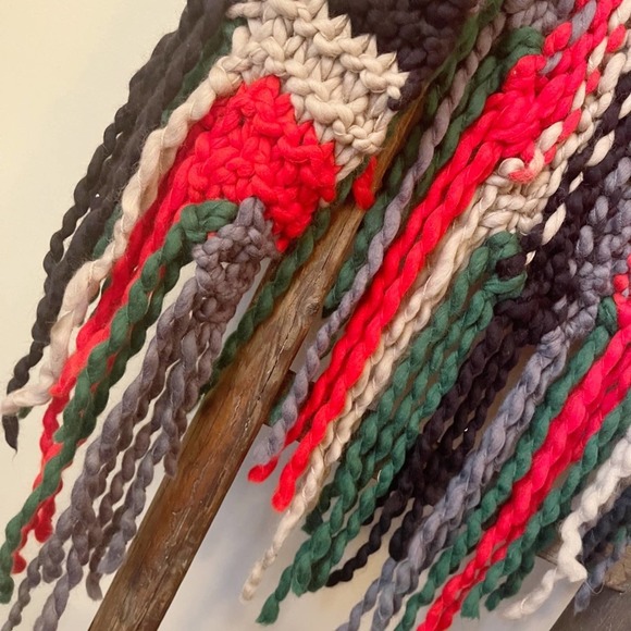 NEW Free People x Loopy Mango Hand Knit Multi Stripe Fringe Shawl - Picture 7 of 15